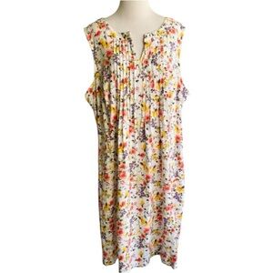 Chadwick’s White Floral Linen Sleeveless Dress Sz 2X Whimsical Boho Cottagecore